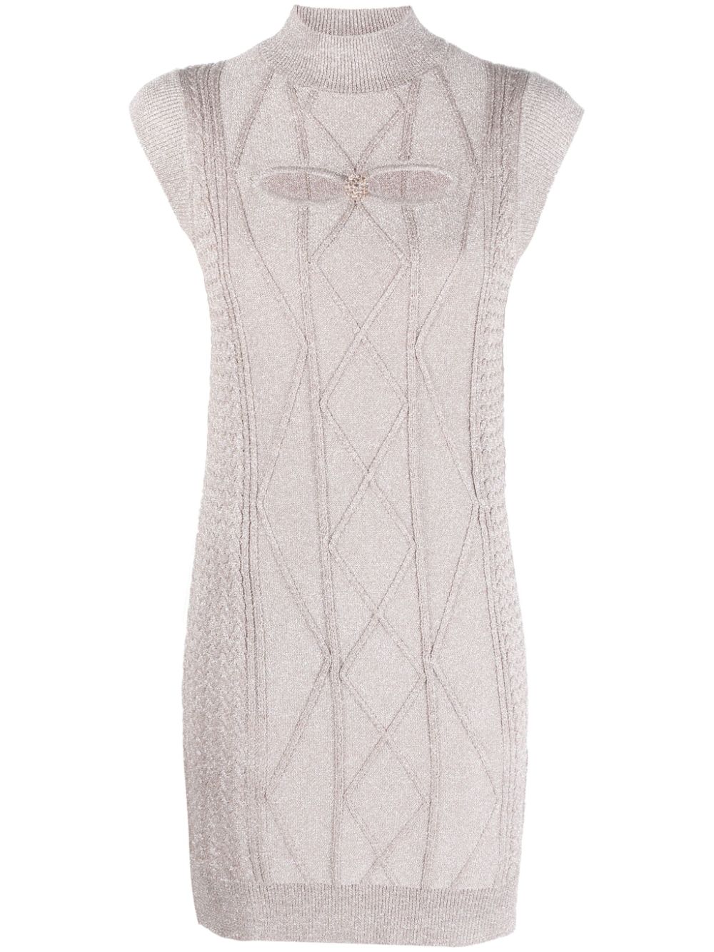 Liu •jo Cut-out Lurex Minidress In Neutrals