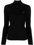Maison Kitsuné logo-embroidered roll-neck jumper - Black