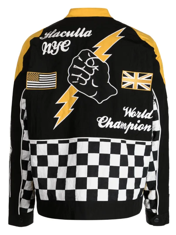 Haculla graphic-print zip-up Biker Jacket | Orange | FARFETCH