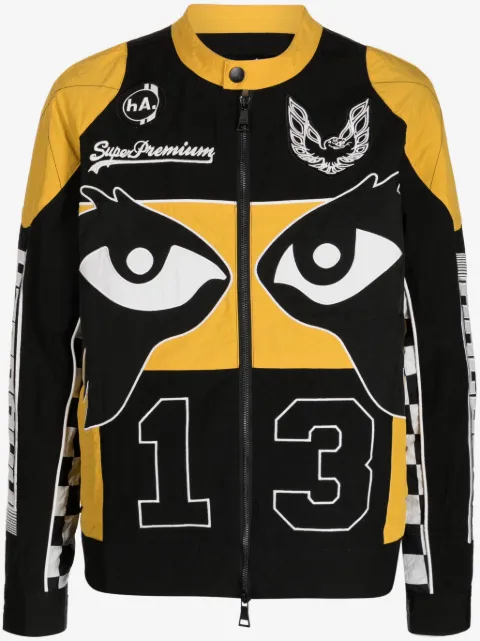 Haculla chamarra biker con estampado gráfico y cierre