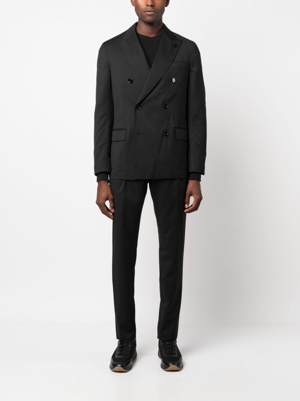 Lardini peak-lapel double-breasted suit - Zwart