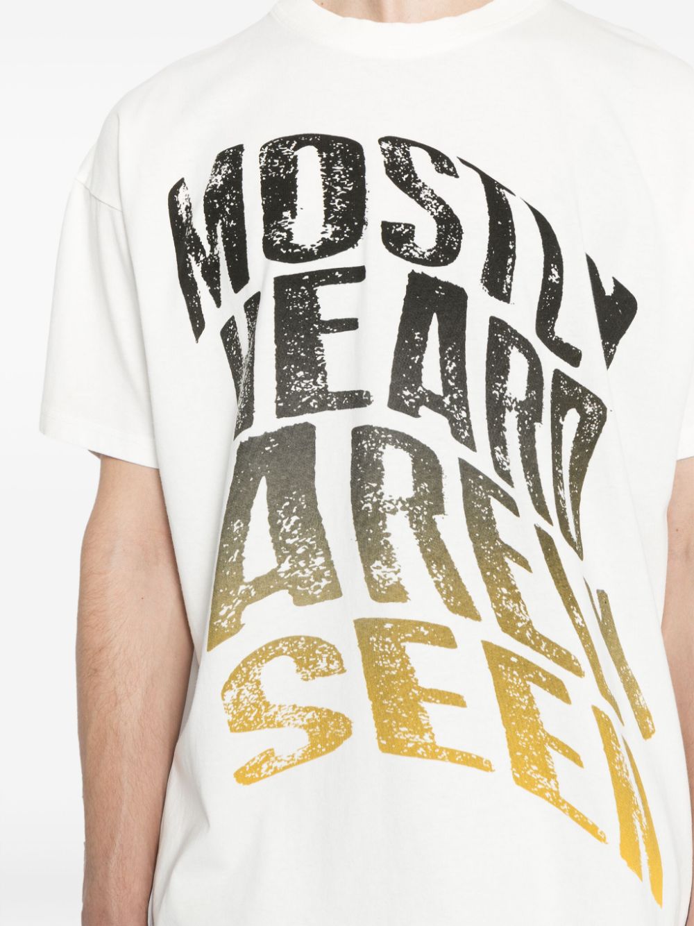 Shop Mostly Heard Rarely Seen Faded Warped Cotton T-shirt In White