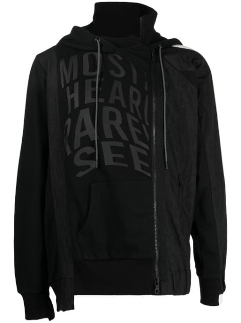 Mostly Heard Rarely Seen Track asymmetric panelled hoodie