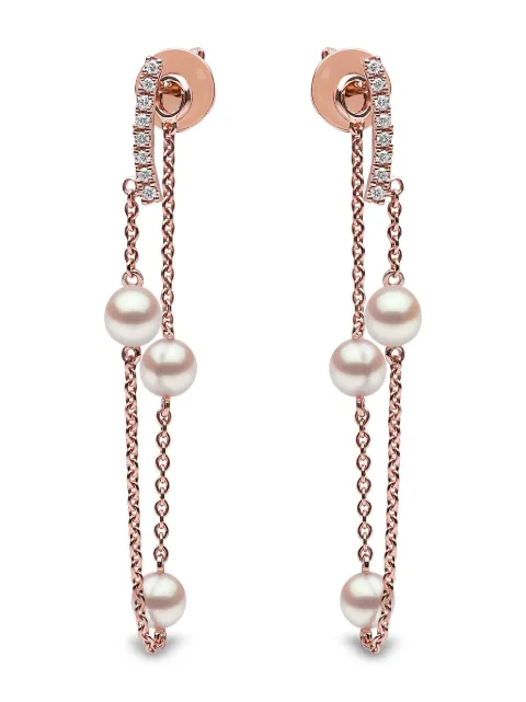Yoko London 18kt rose gold Trend freshwater pearl and diamond earrings