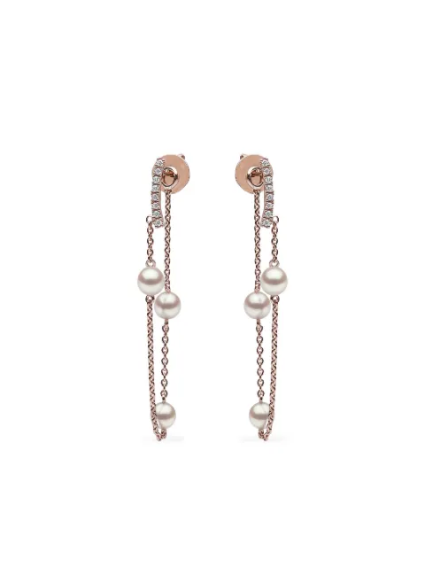 Yoko London 18K rose gold freshwater pearl and diamond earrings