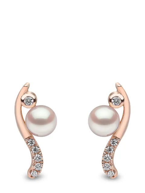 Yoko London aretes Trend en oro rosa de 18kt con diamantes y perla de agua dulce