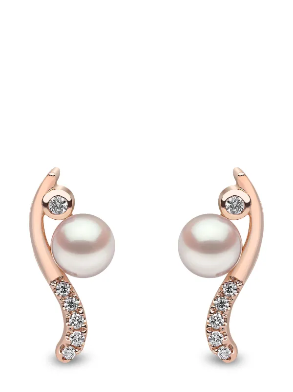 Gold pearl and diamond on sale earrings