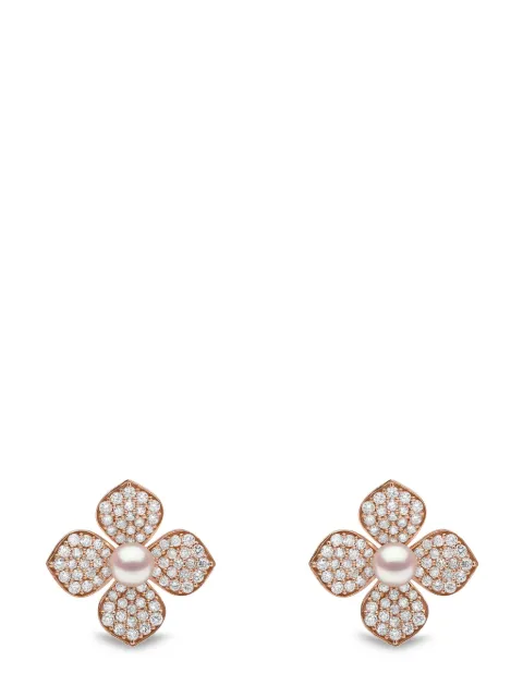 Yoko London 18kt rose gold Petal Akoya pearl and diamond earrings