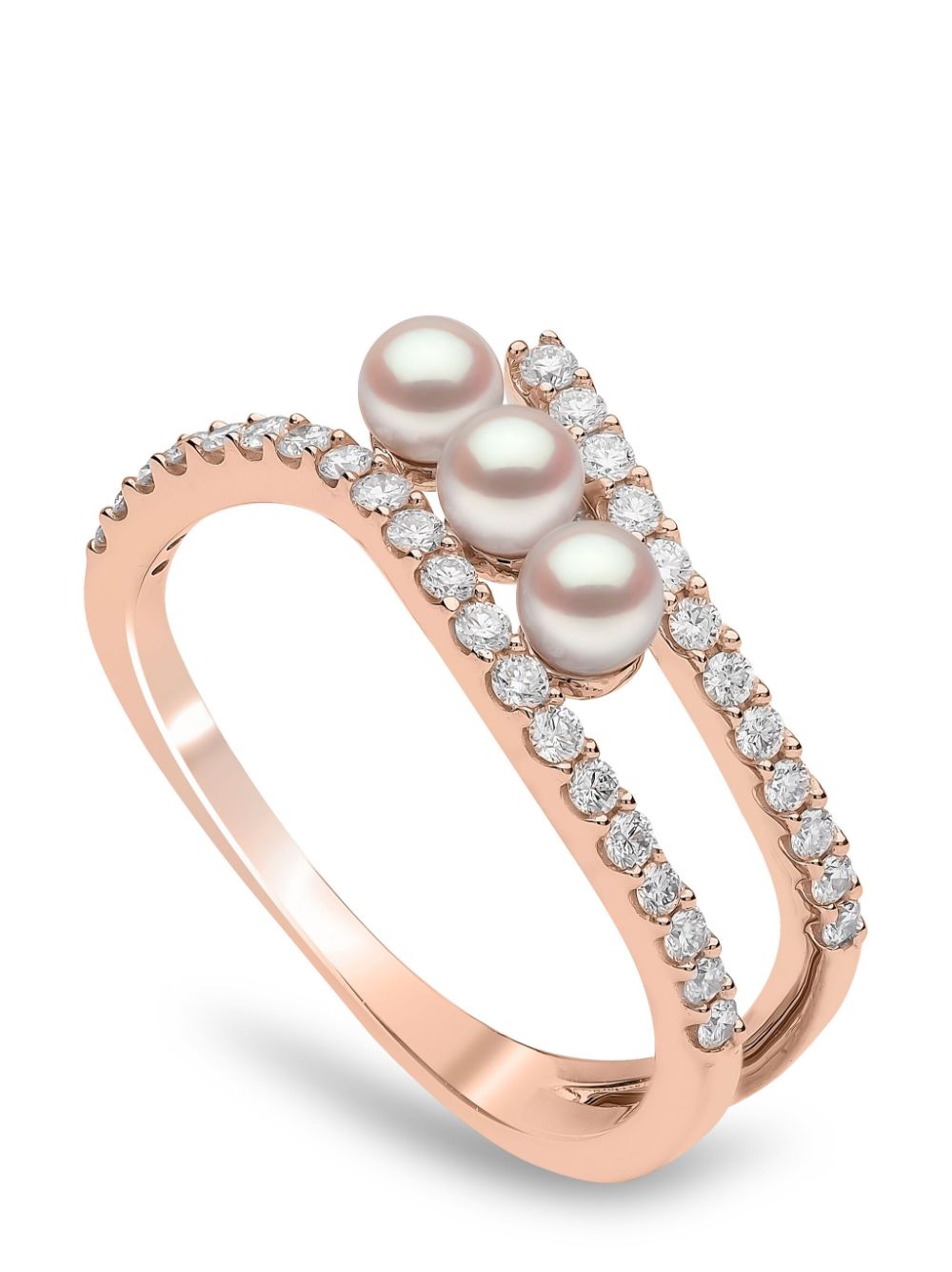 Yoko London 18kt Rose Gold Sleek Akoya Pearl And Diamond Ring In 9