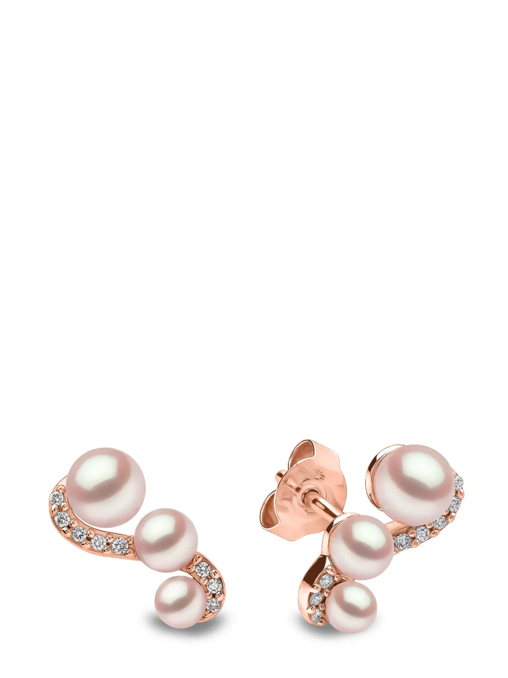 Yoko London 18kt Rose Gold Sleek Akoya Pearl And Diamond Earrings In 9