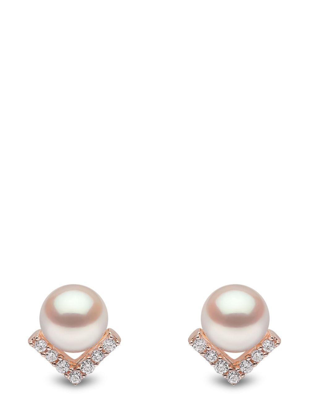 Yoko London 18kt Rose Gold Trend Freshwater Pearl And Diamond Earrings In 9