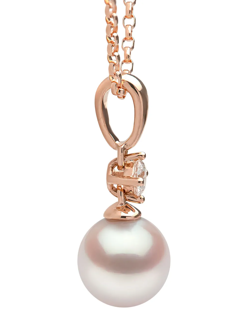 Yoko London 18kt Rose Gold Classic Akoya Pearl And Diamond Necklace In 9