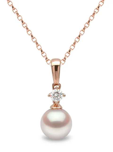 Yoko London 18kt rose gold Classic Akoya pearl and diamond necklace