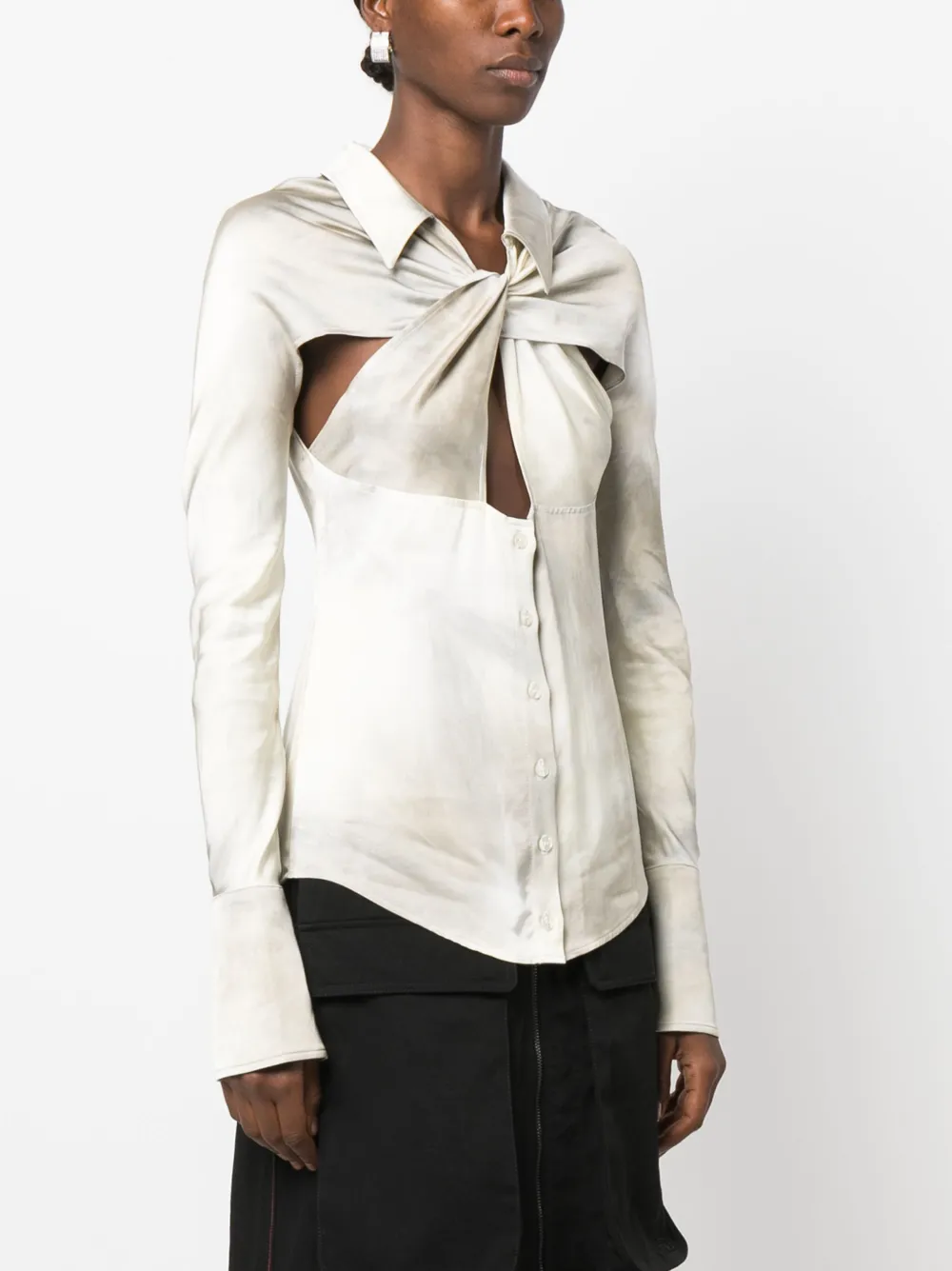 Coperni Gradient-effect Twist-detail Shirt In Neutrals