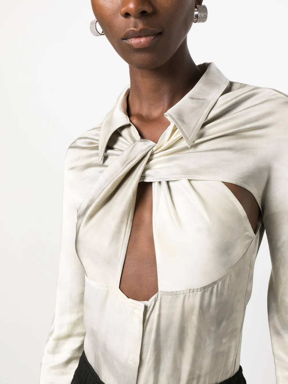 Coperni Gradient-effect Twist-detail Shirt In Neutrals