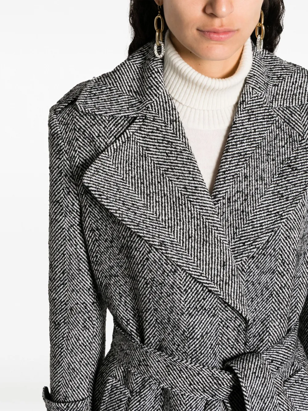 Liu •jo Tie-waist Maxi Coat In Black