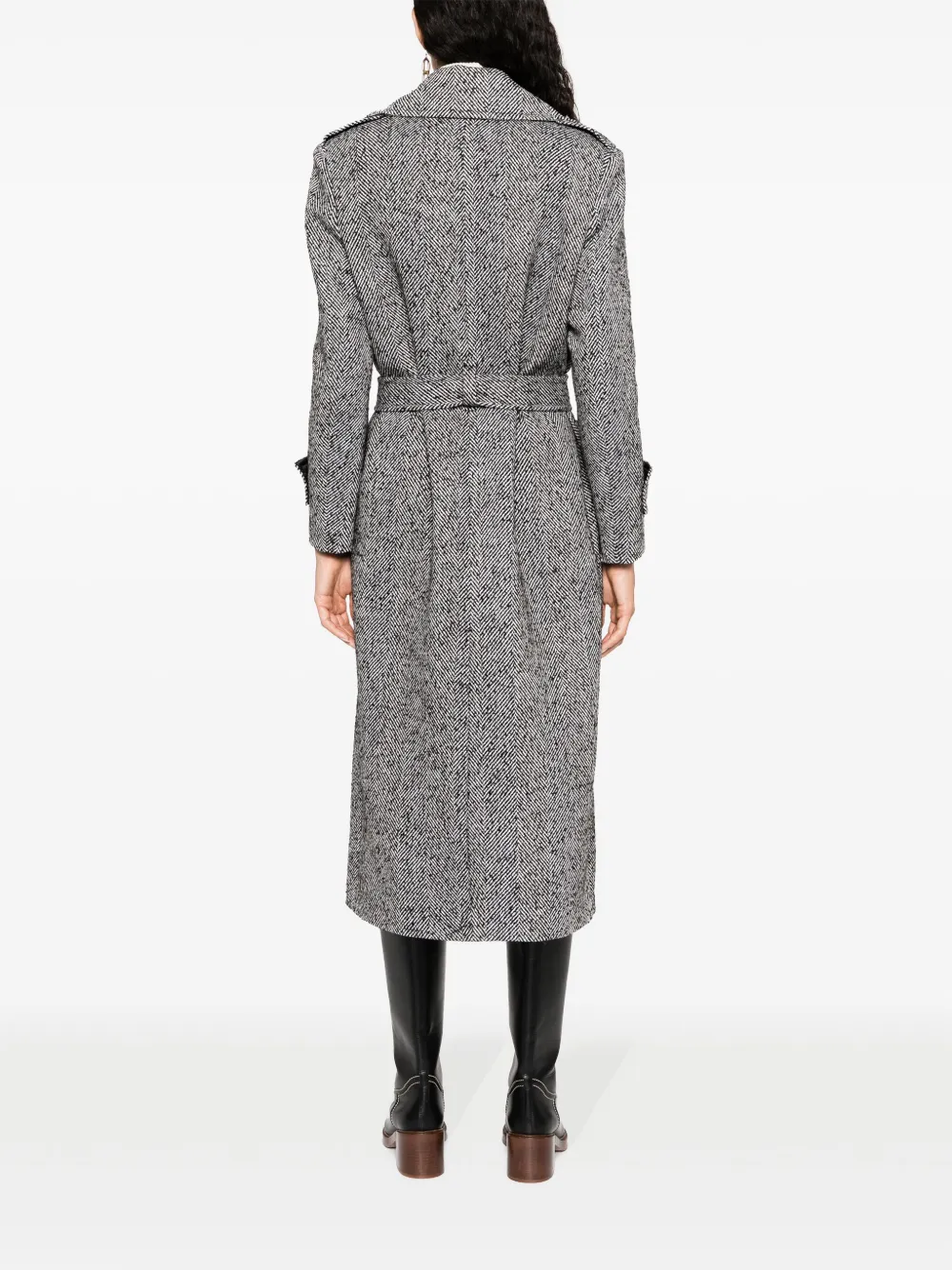 Liu •jo Tie-waist Maxi Coat In Black