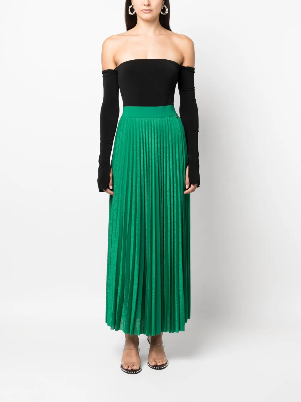 LIU JO pleated jersey maxi skirt - Groen