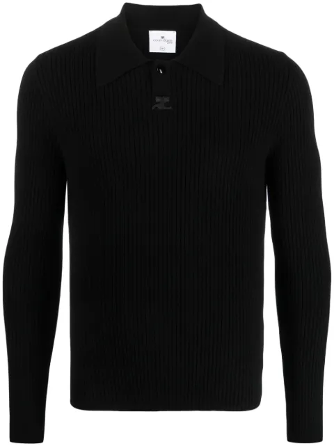 Courrèges logo-patch ribbed polo shirt