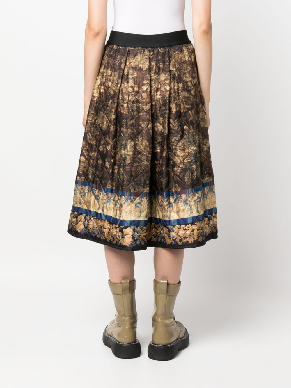 Shop Pierre-louis Mascia Mix-print Pleated Midi Skirt In Brown