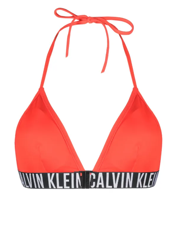 Calvin Klein logo underband Halterneck Bikini Top Red FARFETCH ZA