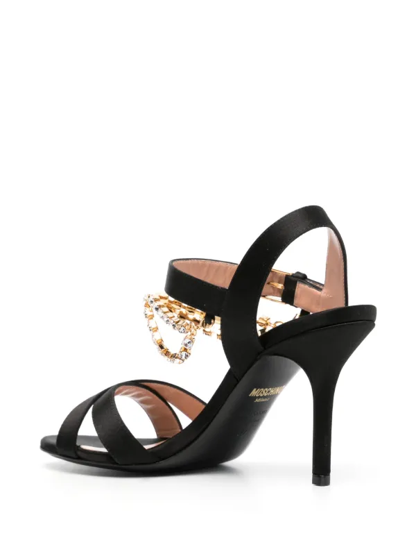 Moschino フリツティテルストレトレックトラウサ J03010517 499 Moschino ラインストーン レザーサンダル | ブラック | FARFETCH JP