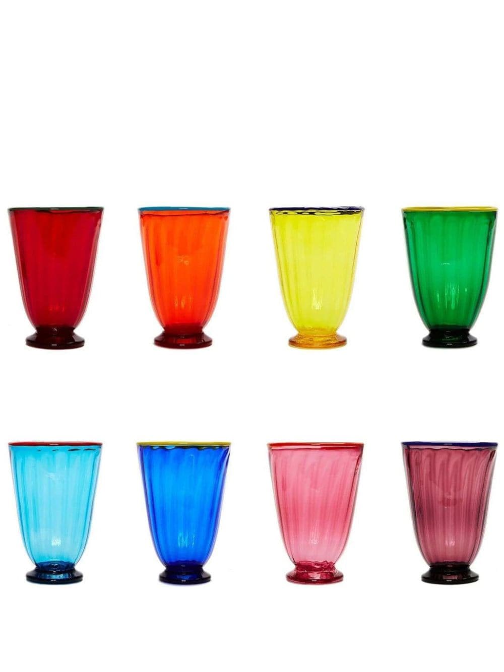 La Doublej Rainbow Murano Glass Glasses (set Of Eight) In Red
