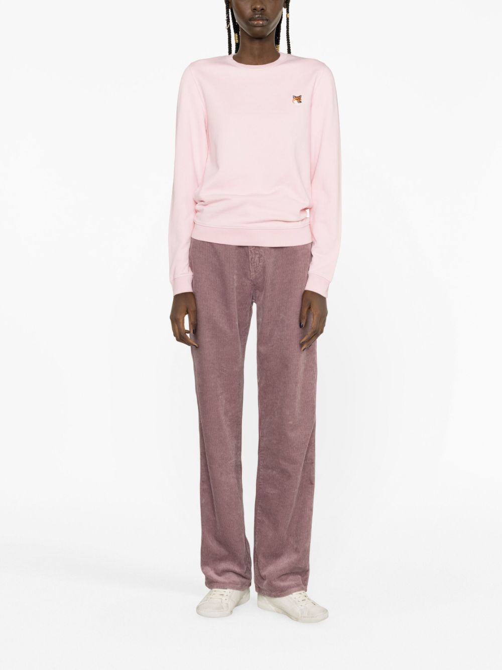 Shop Maison Kitsuné Logo-appliqué Cotton Sweatshirt In Pink