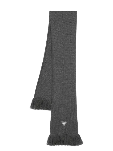 Prada logo-embroidered cashmere scarf