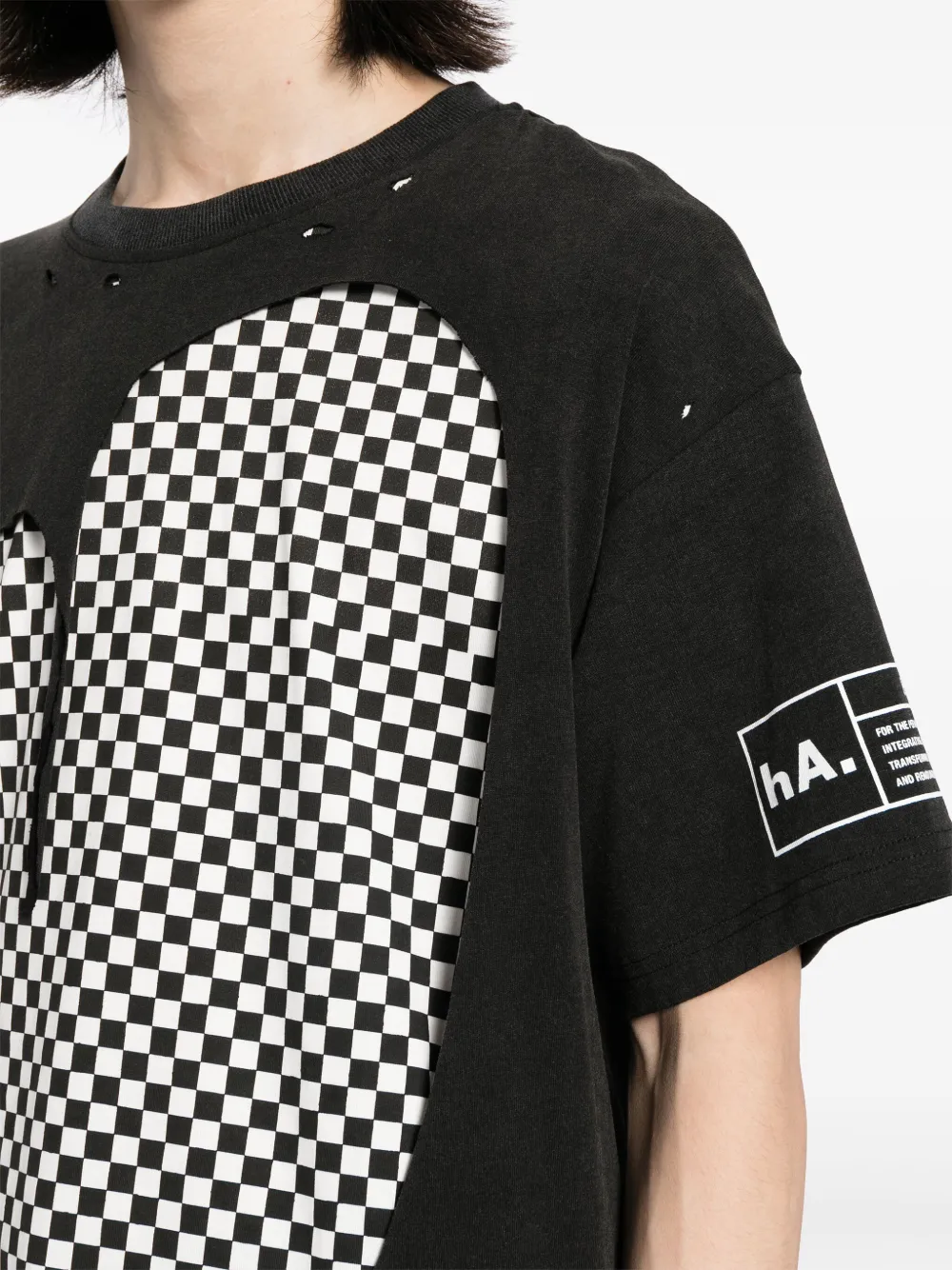 Shop Haculla Layered Checkerboard-print Cotton T-shirt In Black