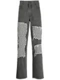 Haculla checkerboard-print lose-fit jeans - Black