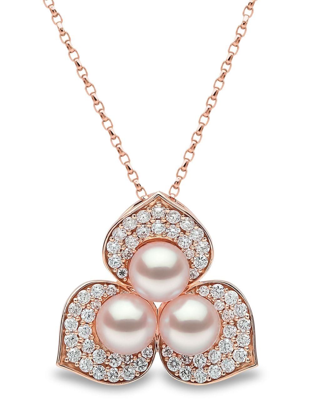 Yoko London 18kt Rose Gold Petal Akoya Pearl And Diamond Necklace In 9