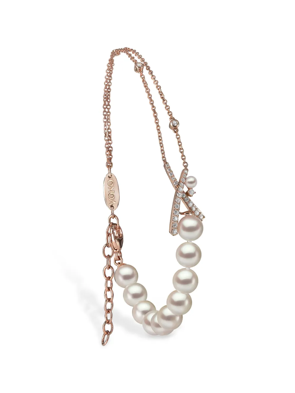 Yoko London 18kt rose gold Sleek Akoya pearl and diamond bracelet - Pink