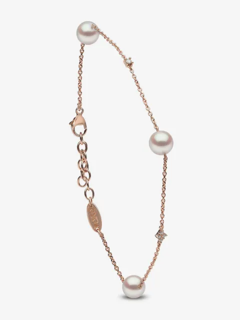 Yoko London pulsera Classic Akoya en oro rosa de 18kt con diamantes y perlas