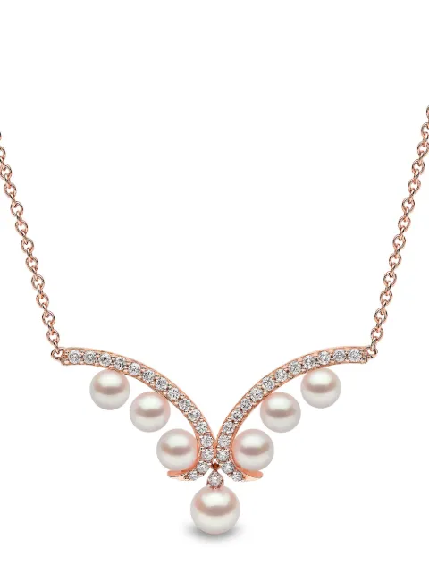 Yoko London 18kt rose gold Sleek Akoya pearl and diamond necklace