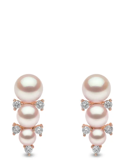 Yoko London 18kt rose gold Sleek Akoya pearl diamond earrings