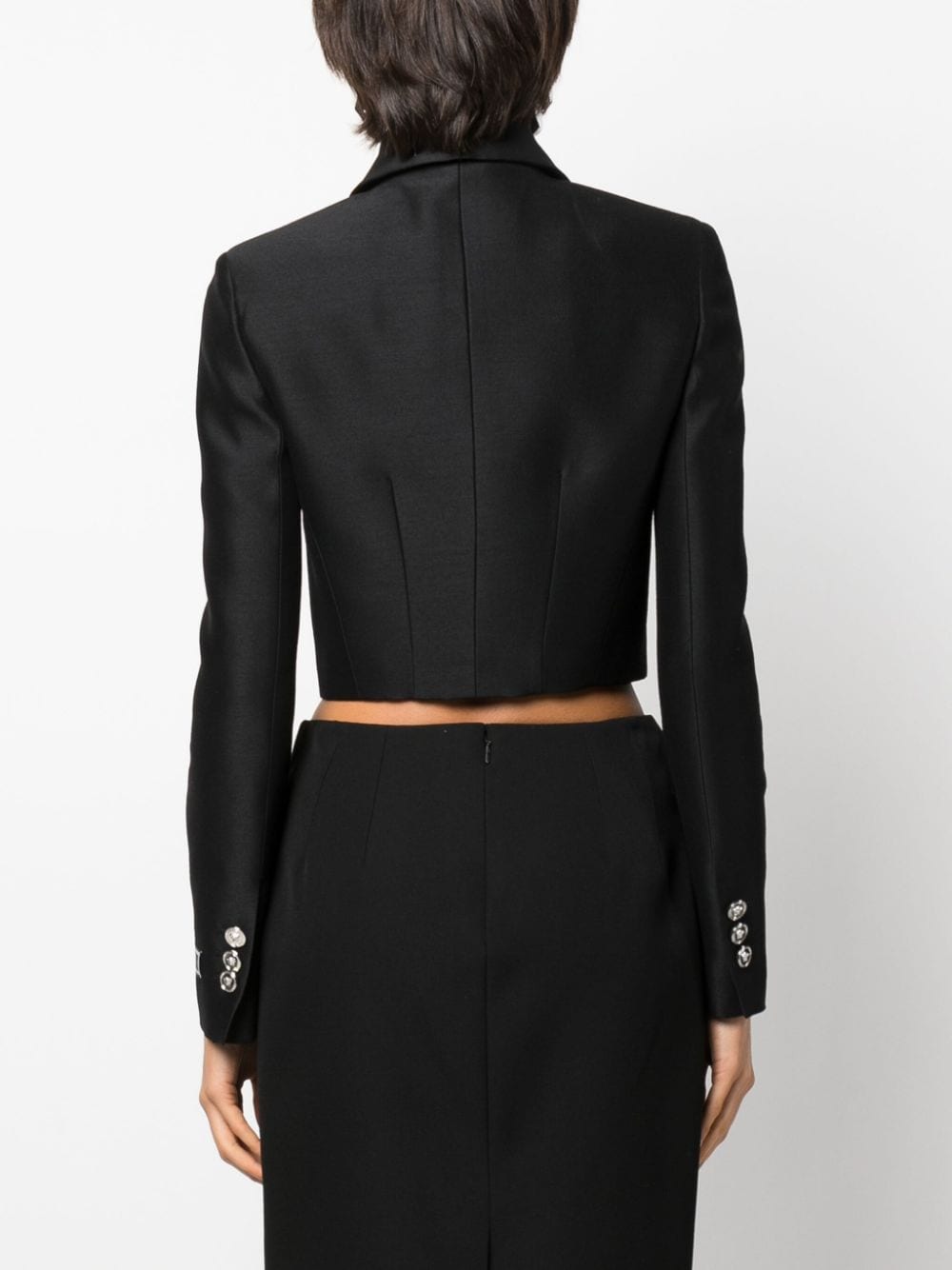 Shop Versace Cropped Button-up Jacket In Black