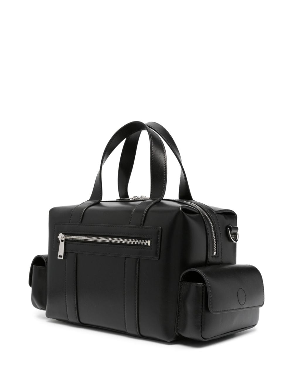 Shop Versace Logo-print Leather Tote Bag In Black