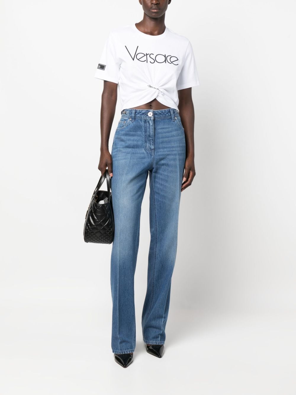 Shop Versace Safety Pin 1978 Re-edition T-shirt In White