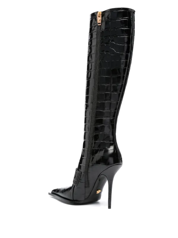 Versace Vagabond croco embossed Leather Boots Farfetch