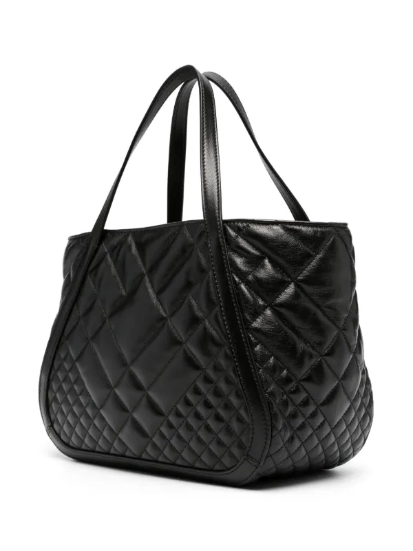 Versace Greca Goddess quilted tote bag women Calf Leather Cotton Acrylic One Size Black