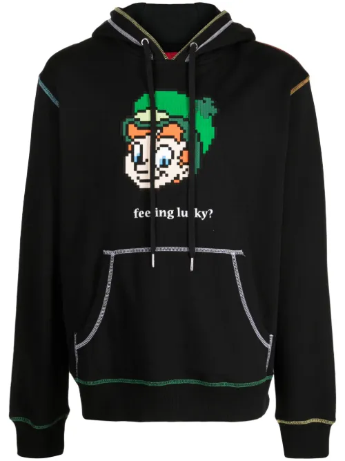 Hoodie en coton Feeling Lucky à imprimé graphique - Mostly Heard Rarely Seen 8-Bit - Modalova