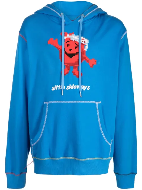 Mostly Heard Rarely Seen 8-Bit Sitting Sideways graphic-print cotton hoodie