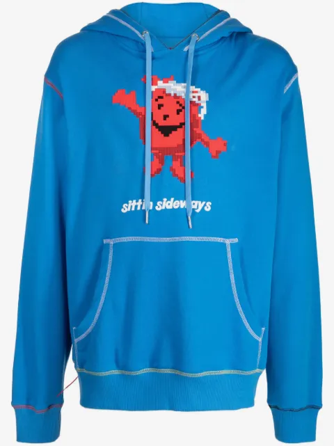 Mostly Heard Rarely Seen 8-Bit Sitting Sideways graphic-print cotton hoodie