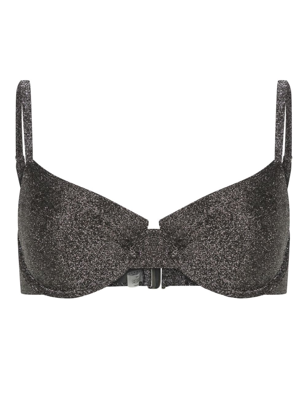 Form And Fold The Base Lurex Bikini Top In Glitter