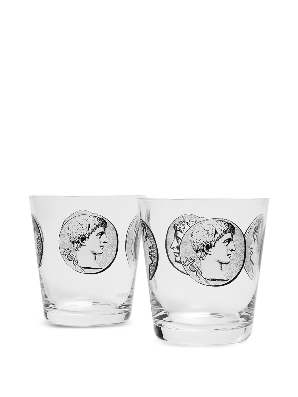 Fornasetti coin-design set of two glasses | White | Image 1