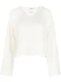 b+ab open-knit V-neck jumper - White