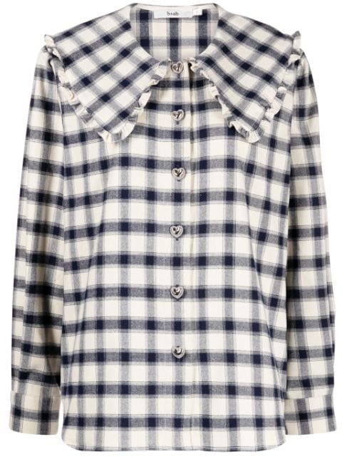 b+ab check-pattern peter-pan collar shirt 