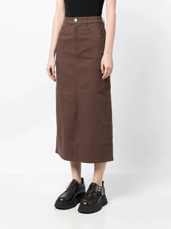 b ab high waisted Midi Skirt Brown FARFETCH CA