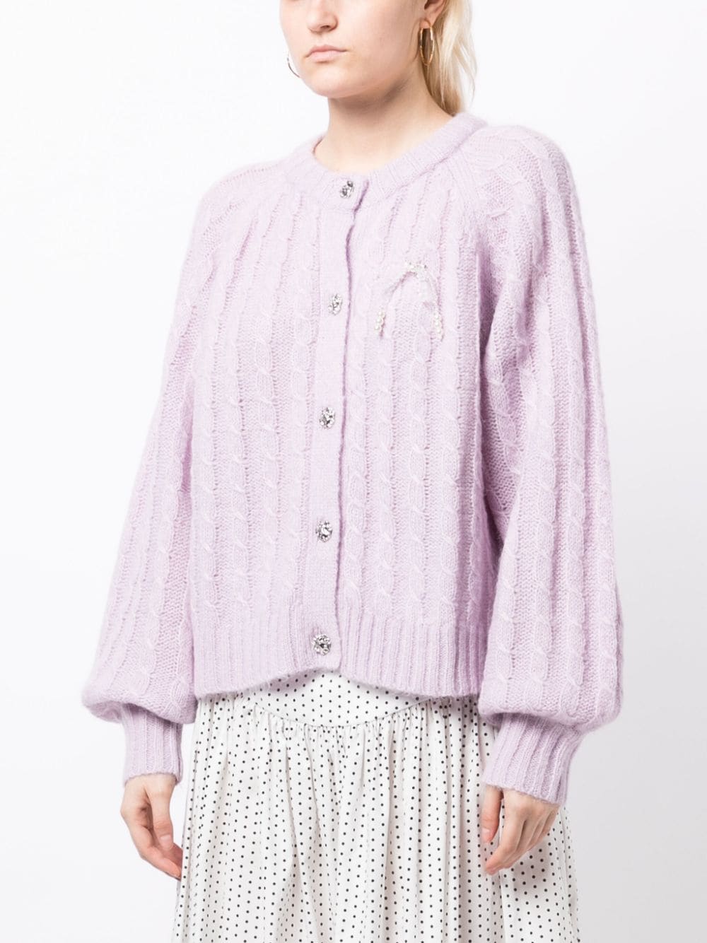 Shop B+ab Chunky-knit Bow-detailing Cardigan In Purple